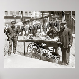 Food Cart in Little Italy, 1908. Vintages Foto Poster