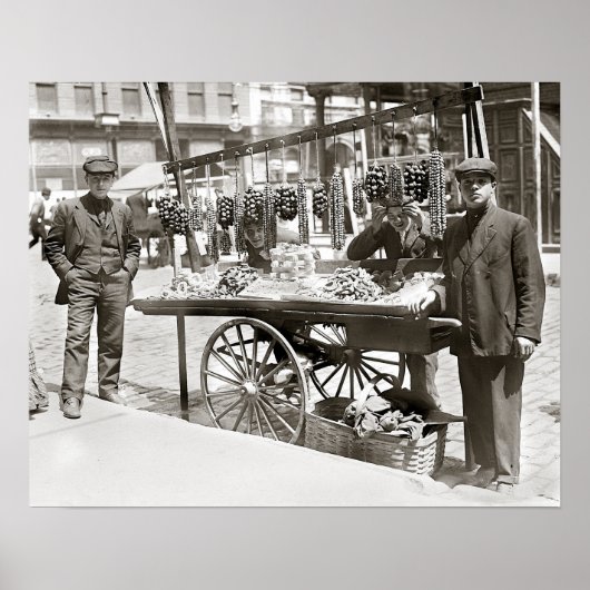 Food Cart in Little Italy, 1908. Vintages Foto Poster (Vorne)