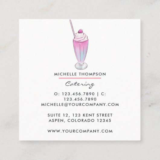 Food Catering Business Card Quadratische Visitenkarte (Rückseite)