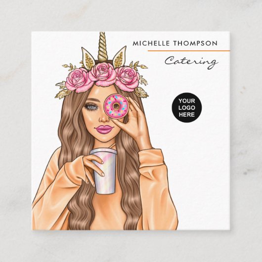 Food Catering Business Card Quadratische Visitenkarte (Vorderseite)