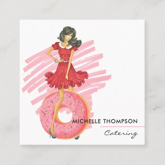 Food Catering Square Business Card Quadratische Visitenkarte (Vorderseite)