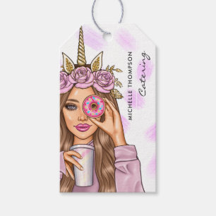 Food Catering Whimsical Pink Einhorn Lady Geschenkanhänger