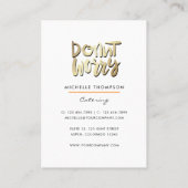 Food Catering Whimsical Unicorn Lady Business Card Visitenkarte (Rückseite)