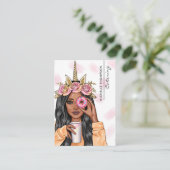 Food Catering Whimsical Unicorn Lady Business Card Visitenkarte (Stehend Vorderseite)