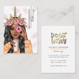 Food Catering Whimsical Unicorn Lady Business Card Visitenkarte