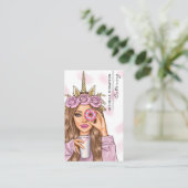 Food Catering Whimsical Unicorn Lady Business Card Visitenkarte (Stehend Vorderseite)