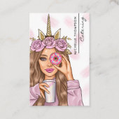 Food Catering Whimsical Unicorn Lady Business Card Visitenkarte (Vorderseite)