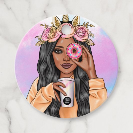 Food Catering Whimsical Unicorn Lady Corporate Geschenkanhänger (Vorderseite)