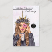 Food Catering Whimsical Unicorn Lady Visitenkarte (Vorderseite)