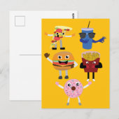 Food Characters Postkarte (Vorne/Hinten)