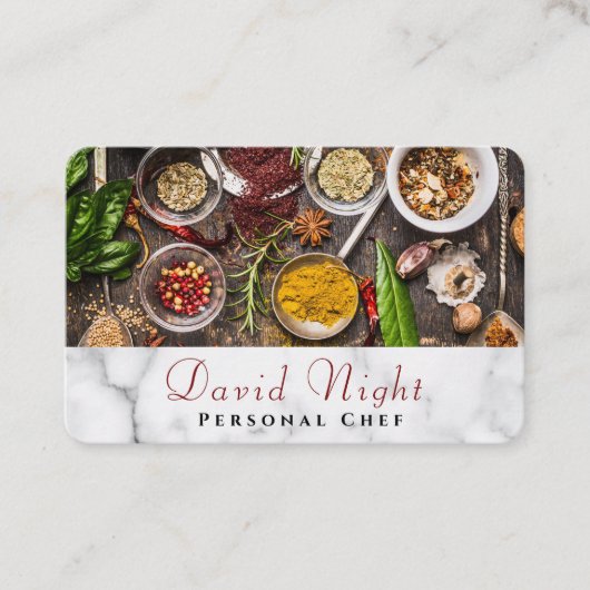 Food Design Personal Koch Catering Business Card Visitenkarte (Vorderseite)
