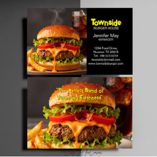 Food Diner Rindfleisch Bacon Ei Burger Haus Restau Visitenkarte