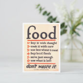 "Food: Don't Waste It" War Poster Postkarte (Stehend Vorderseite)