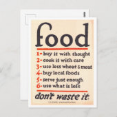 "Food: Don't Waste It" War Poster Postkarte (Vorne/Hinten)