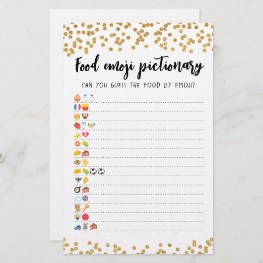 Food Emoji Pictionary game Quiz with Ansers (Vorne/Hinten)