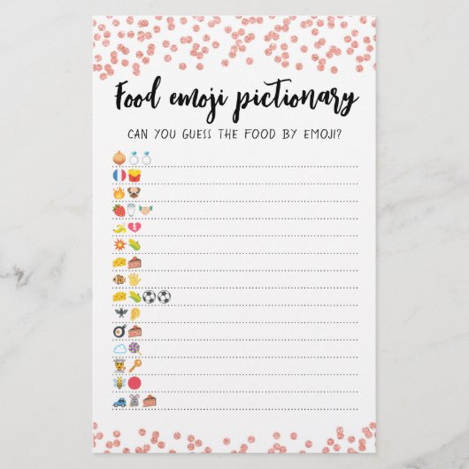 Food Emoji Pictionary game Quiz with Ansers (Vorderseite)