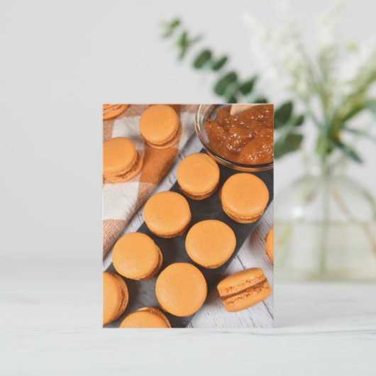 Food Fotografy Französisch Konditorei Peach Macaro Postkarte (Stehend Vorderseite)
