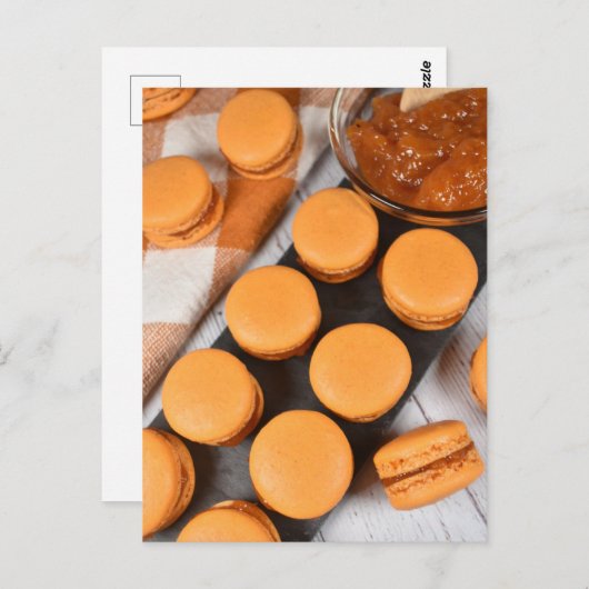 Food Fotografy Französisch Konditorei Peach Macaro Postkarte (Vorne/Hinten)