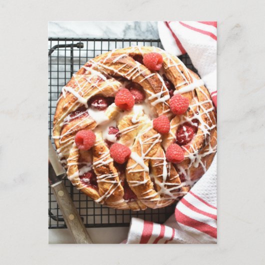 Food Fotografy Raspberry Dänisches Frühstück Postkarte (Vorderseite)