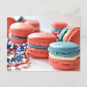Food Fotografy Red White Blue Patriotic Macarons Postkarte