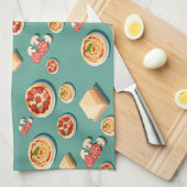 food icons pizza pasta and cheese geschirrtuch (Viertel Falte)