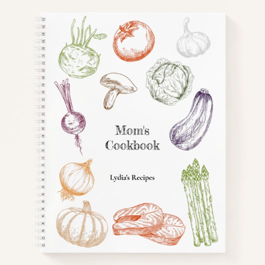 Food Illustration Personalisierte Mama Rezept Buch (Vorderseite)
