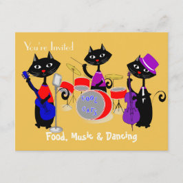 Food Music and Dancing Cool Cats Party Einladung