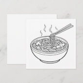 Food Noodle Black White Coloring Page Card (Vorne/Hinten)