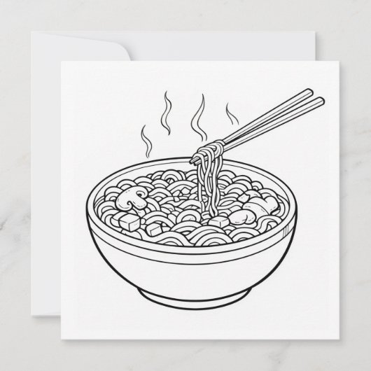 Food Noodle Black White Coloring Page Card (Vorderseite)
