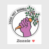 Food Not Bombs Logo mit Text Aufkleber (Blatt)