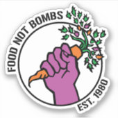 Food Not Bombs Logo mit Text & Jahr Aufkleber (Vorderseite)