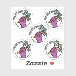 Food Not Bombs logo sticker pack w/text