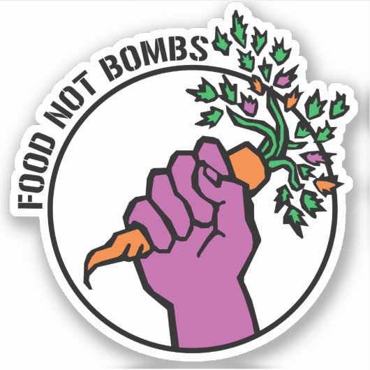 Food Not Bombs logo w/text Aufkleber (Vorderseite)