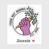 Food Not Bombs logo w/text & year Aufkleber (Blatt)
