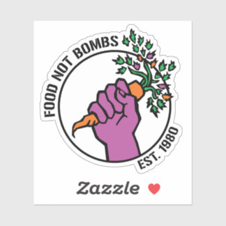 Food Not Bombs logo w/text & year Aufkleber