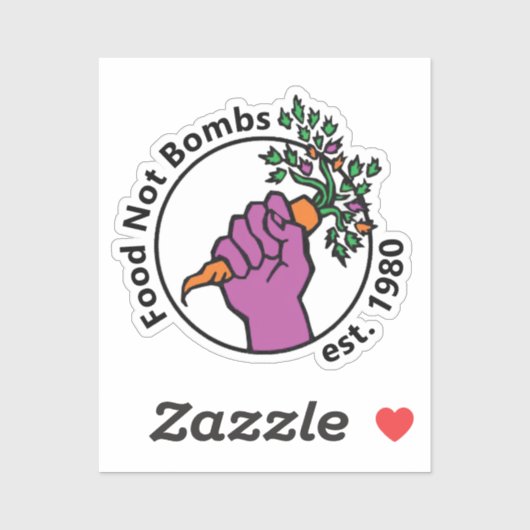 Food Not Bombs logo with text Aufkleber (Blatt)