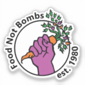 Food Not Bombs logo with text Aufkleber (Vorderseite)
