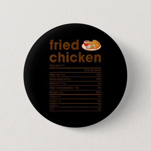 Food Nutrition Facts Shirts Co. Fried Chicken Nutr Button (Vorderseite)