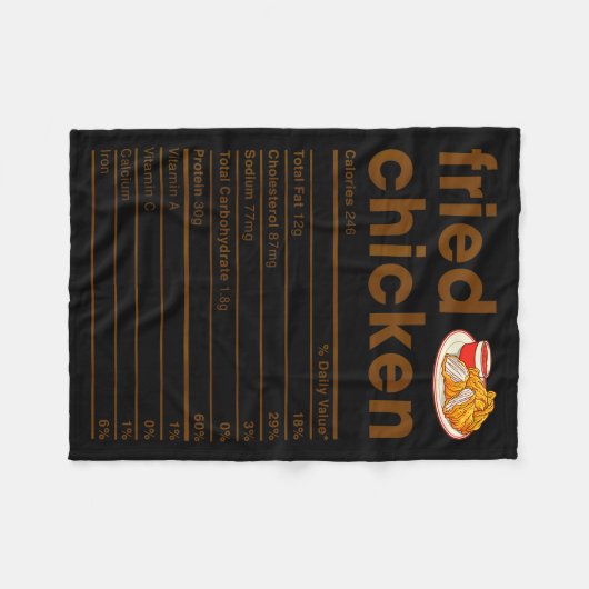 Food Nutrition Facts Shirts Co. Fried Chicken Nutr Fleecedecke (Vorderseite (Horizontal))