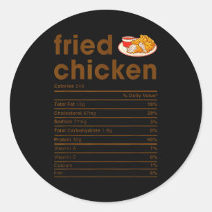 Food Nutrition Facts Shirts Co. Frittiertes Hühnch Runder Aufkleber