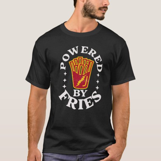 Food Quotes Pun Powered By Fries French Fry T-Shirt (Vorderseite)