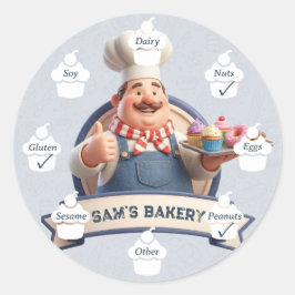 Food Safety Allergy Alert Bakery Store Pastry Chef Runder Aufkleber