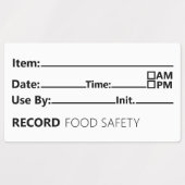 Food Safety Date Record Keeping Etiketten (Design 1)