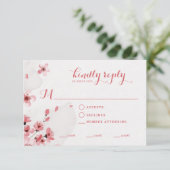 Food Selection Cherry Blossom Wedding RSVP Card Karte (Stehend Vorderseite)