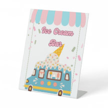 Food Sign Ice Cream Bar For Birthday Party