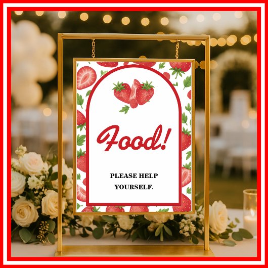 Food Sign Strawberry Berry Sweet Baby Dusche Poster