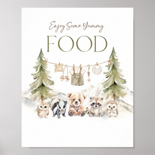 Food Sign Woodland Adventure Boy Baby Shower Poster (Vorne)