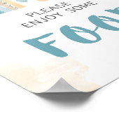 Food Table Sign Blue Boho Regenbogendusche Poster (Ecke)