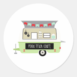 Food Truck Court Runder Aufkleber