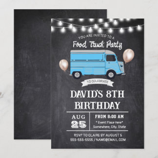 Food Truck Geburtstagsparty Rustikale Halbpension Einladung